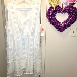 A BEAUTIFUL SOUL WHITE TEA PARTY DRESS SIZE 1X NEW SPRING